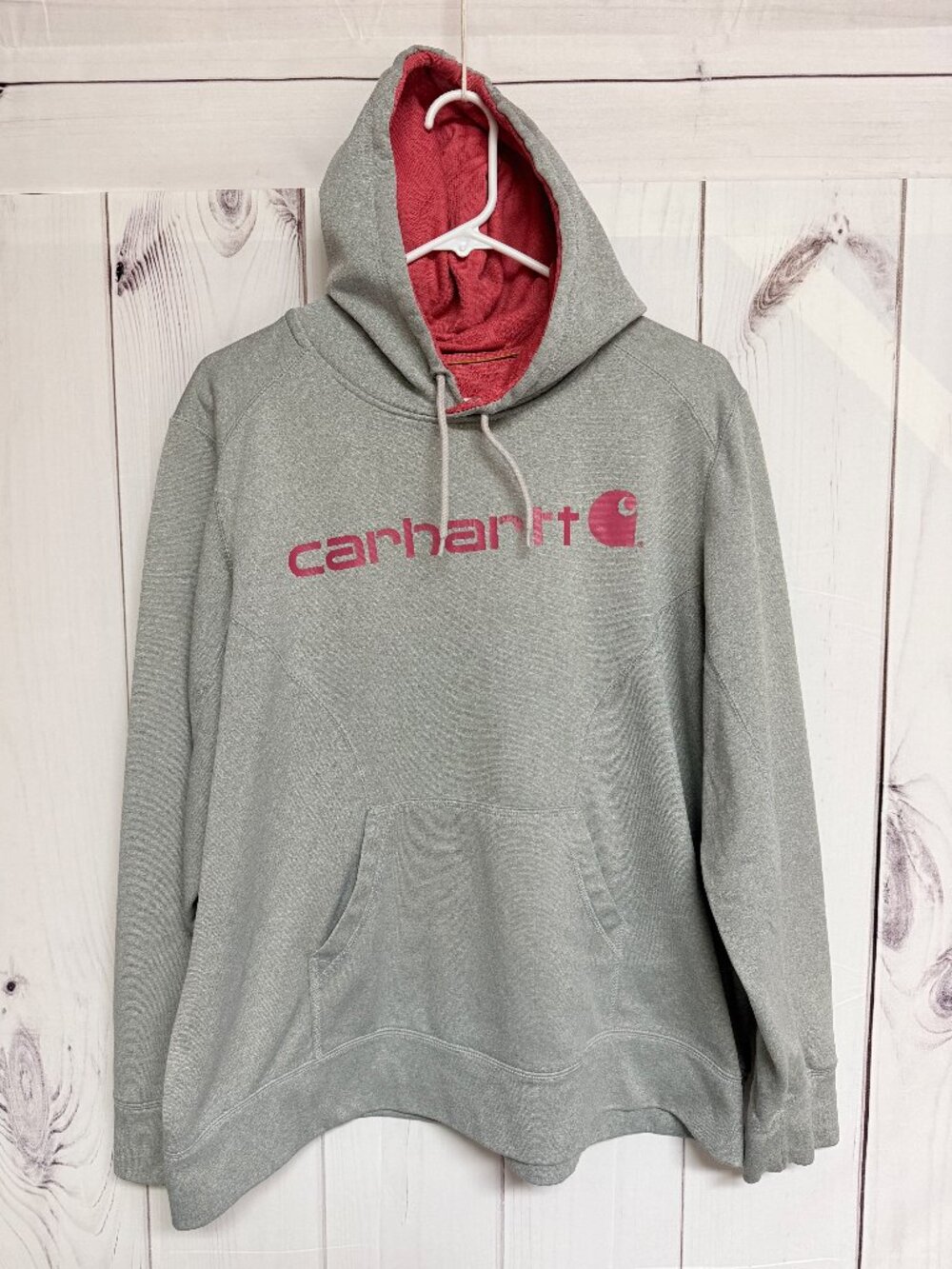 Carhartt Women’s Force Hoodie XXL Gray Pink Logo Relaxed‎ Fit GUC